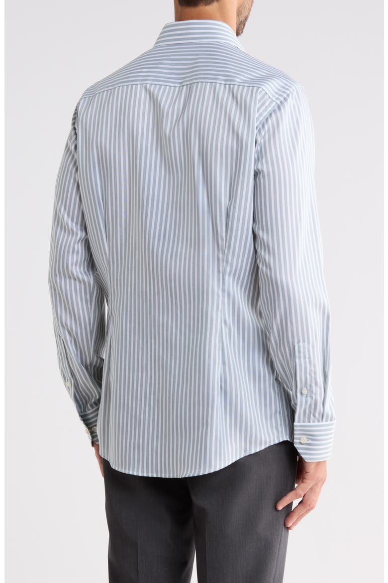 Slim Fit Striped Twill Dress Shirt, Alternate, color, DARK GREEN