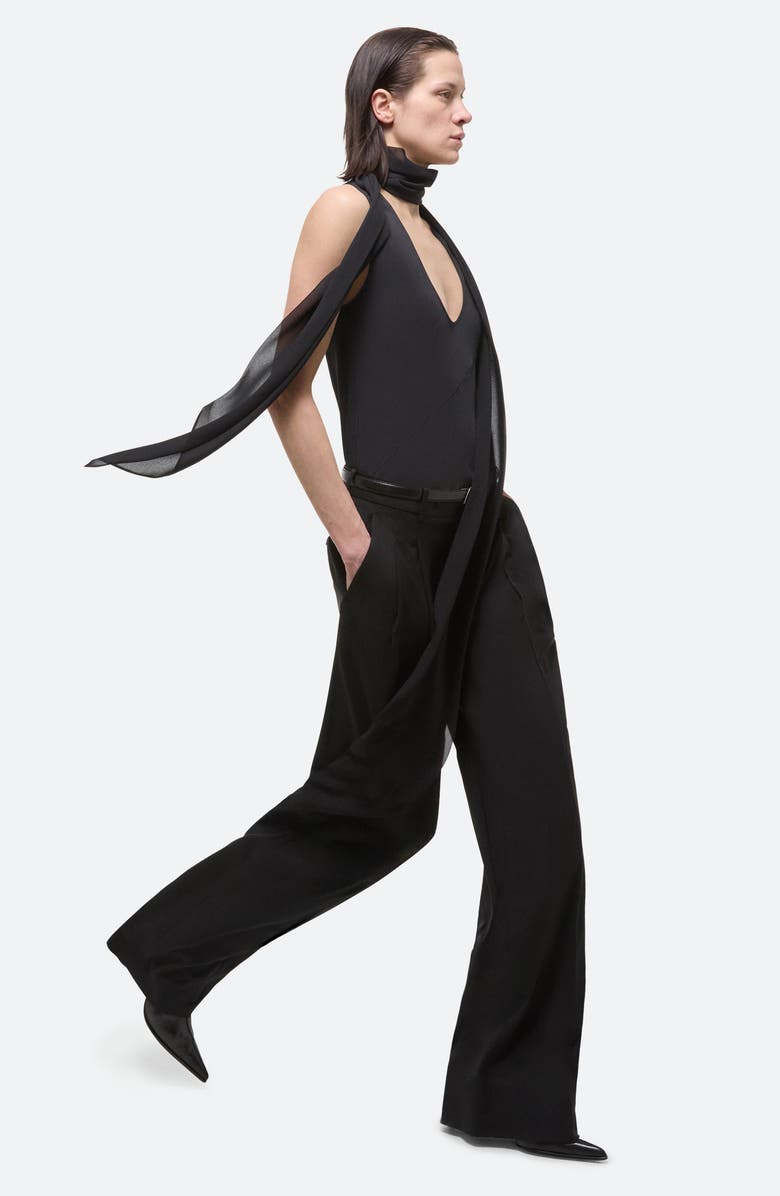 Helmut Lang Sleeveless Silk Top with Scarf, Alternate, color, Black