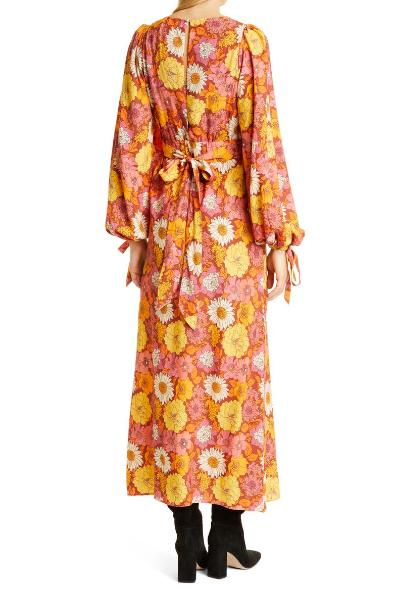 Floral Long Sleeve Dress, Alternate, color, RED