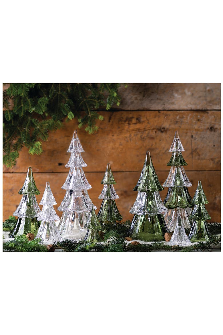 Berry & Thread Evergreen 10.5-Inch Stackable Glass Trees, Alternate, color, EVERGREEN