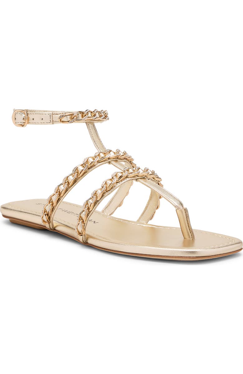 Stuart Weitzman Soluxe Crystal Sandal, Main, color, Platino