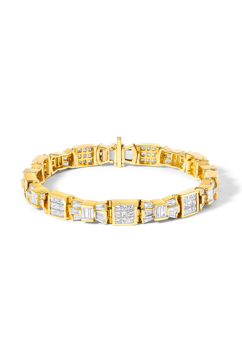 14K Yellow Gold 9.0 Cttw Diamond Alternating Bow and Box Link Bracelet, Main, color, Yellow Gold