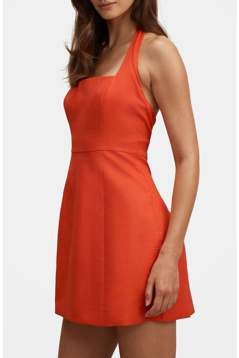 Stevie Halter Linen Minidress, Alternate, color, SPICY ORANGE