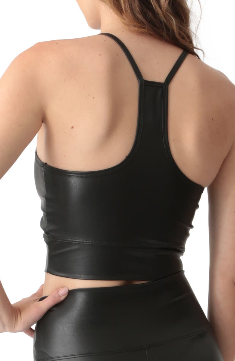 Electric & Rose Faux Leather Racerback Crop Camisole, Alternate, color,