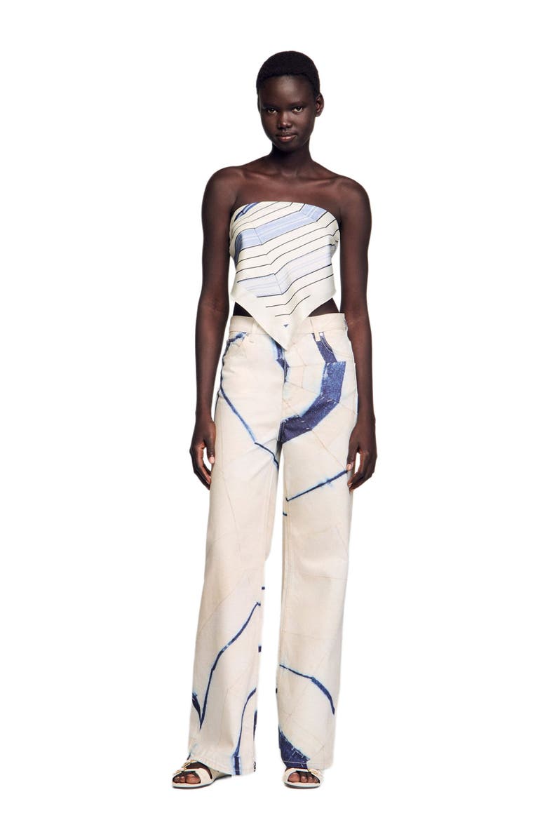 SANDRO Wide-leg striped jeans, Alternate, color,