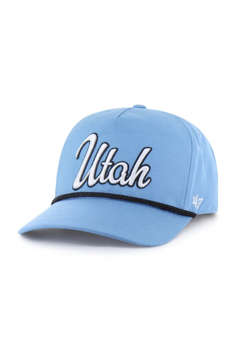 Men's '47 Light Blue Utah Mammoth Overhand Logo Side Patch Adjustable Hitch Hat, Alternate, color, Light Blue