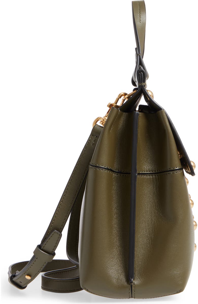 Tory Burch Block-T Studded Leather Top Handle Satchel, Alternate, color,