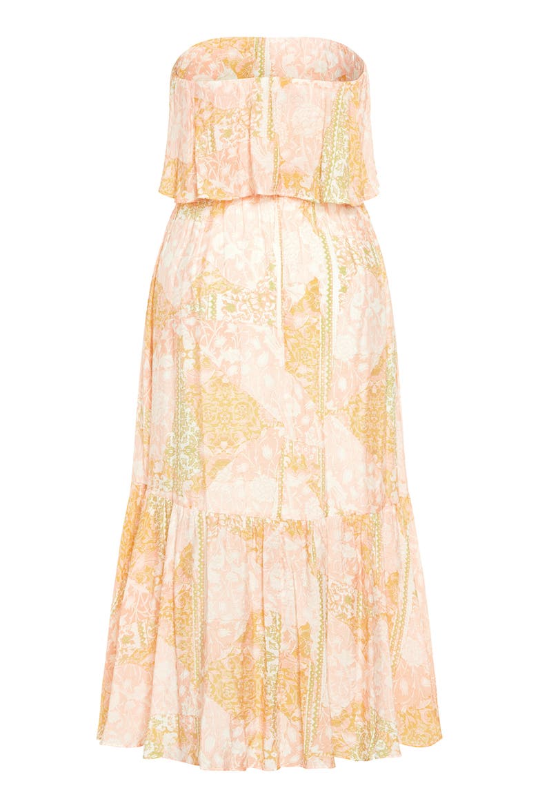 Pia Floral Strapless Maxi Dress, Alternate, color, SUNKISSED