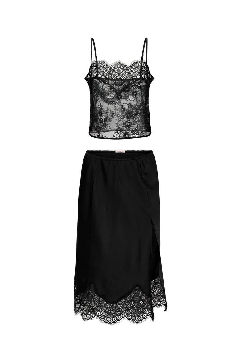 Apolonia Camisole & Half Slip Set Lingerie, Alternate, color, Black