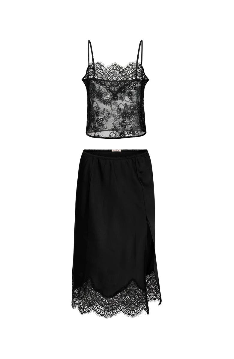 Adore Me Apolonia Camisole & Half Slip Set Lingerie, Alternate, color, Black