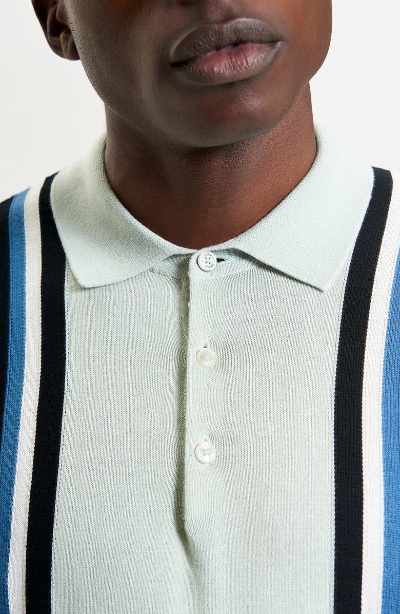Ben Sherman Vertical Stripe Organic Cotton Polo Sweater, Alternate, color, Light Green