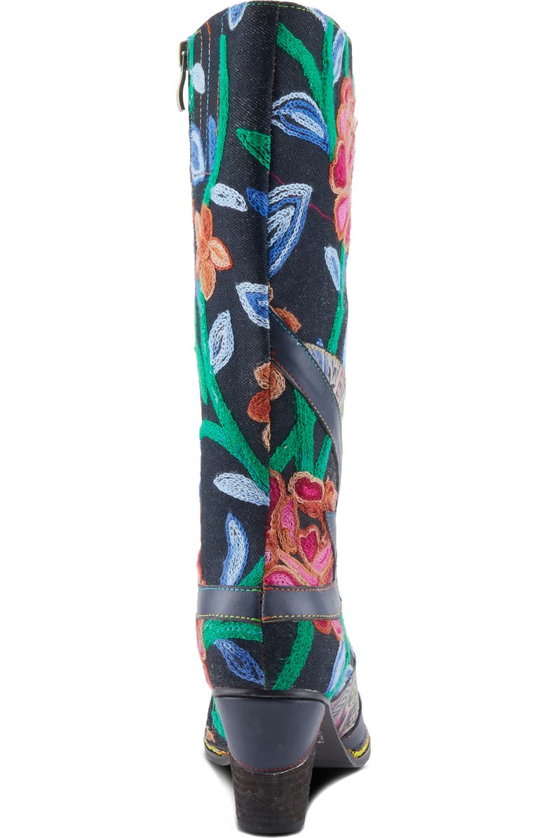 L'Artiste by Spring Step Malagie Lace-Up Cap Toe Knee High Boot, Alternate, color, Navy Multi