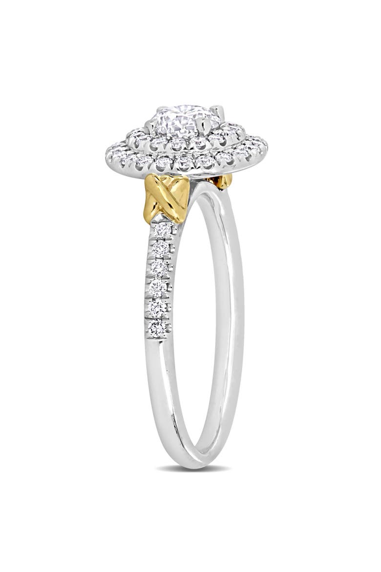 Diamond Halo Ring 14k Two-Tone Gold, Alternate, color, White Gold