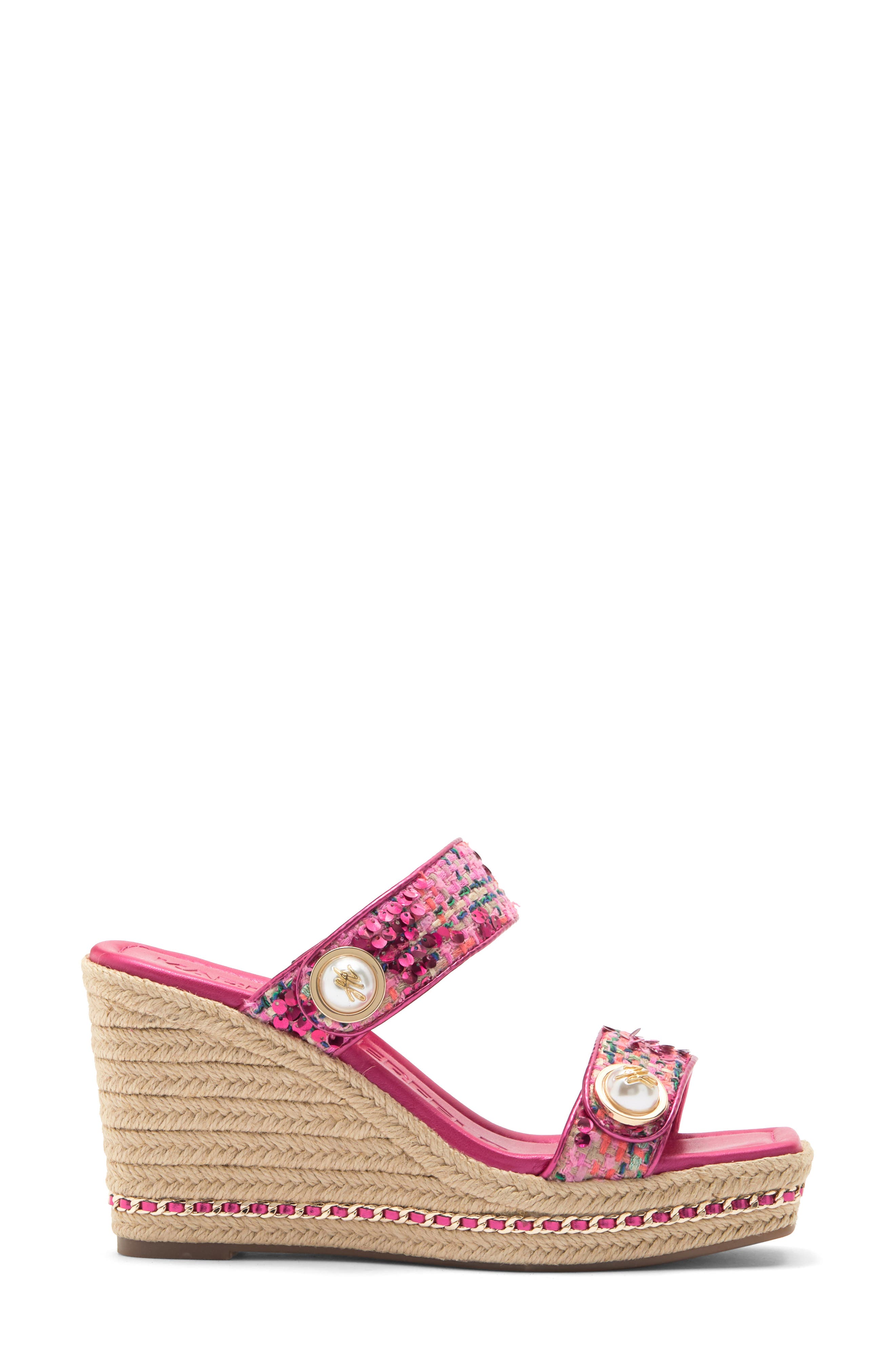 KARL LAGERFELD PARIS Carsen Espadrille Platform Wedge Sandal, Alternate, color, Hot Pink