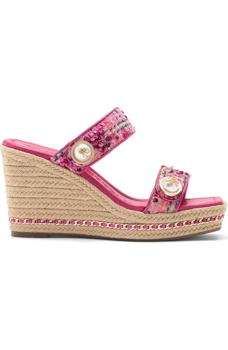 KARL LAGERFELD PARIS Carsen Espadrille Platform Wedge Sandal, Alternate, color, Hot Pink