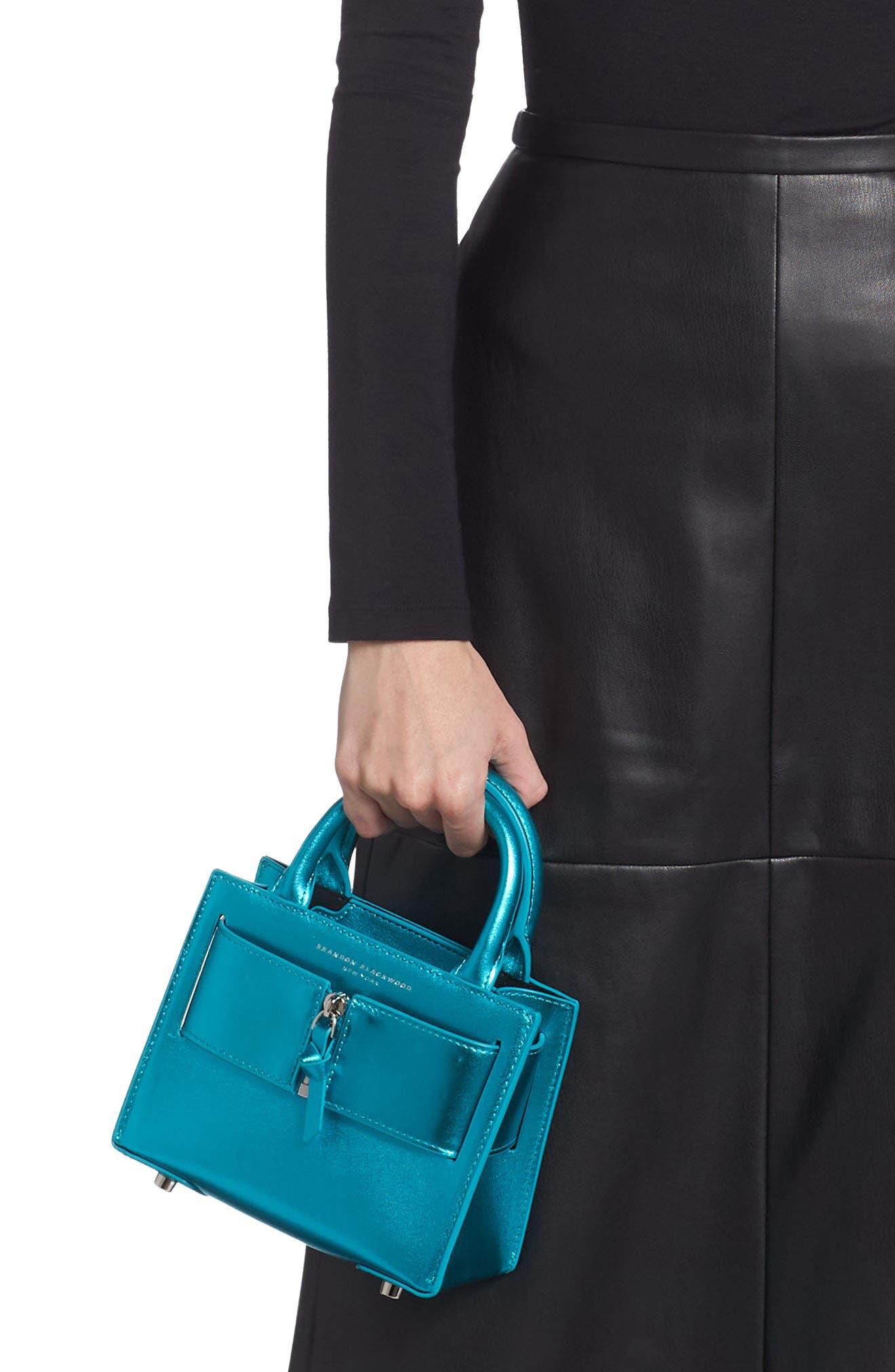 Brandon Blackwood Kuei Metallic Leather Top Handle Bag, Alternate, color, 