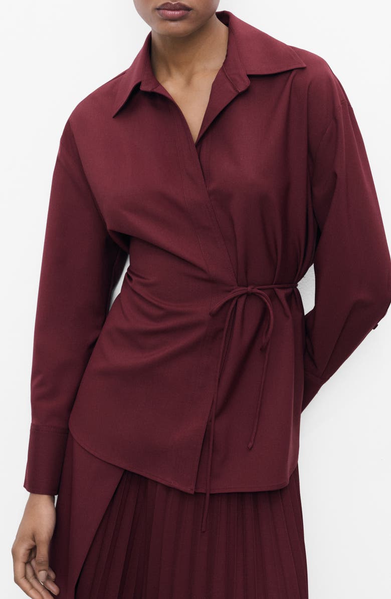 MANGO Long Sleeve Wrap Shirt, Main, color,