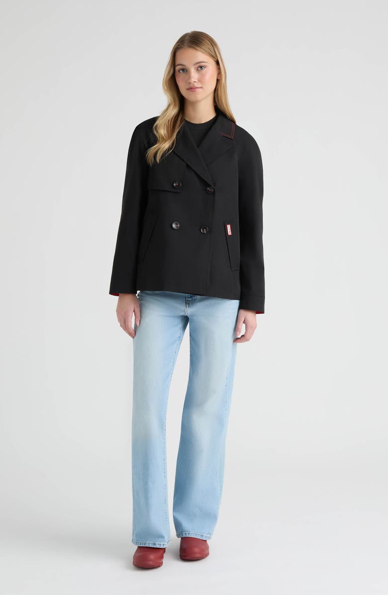 Hunter Tina Double Breasted Short Trench Coat, Alternate, color, Black