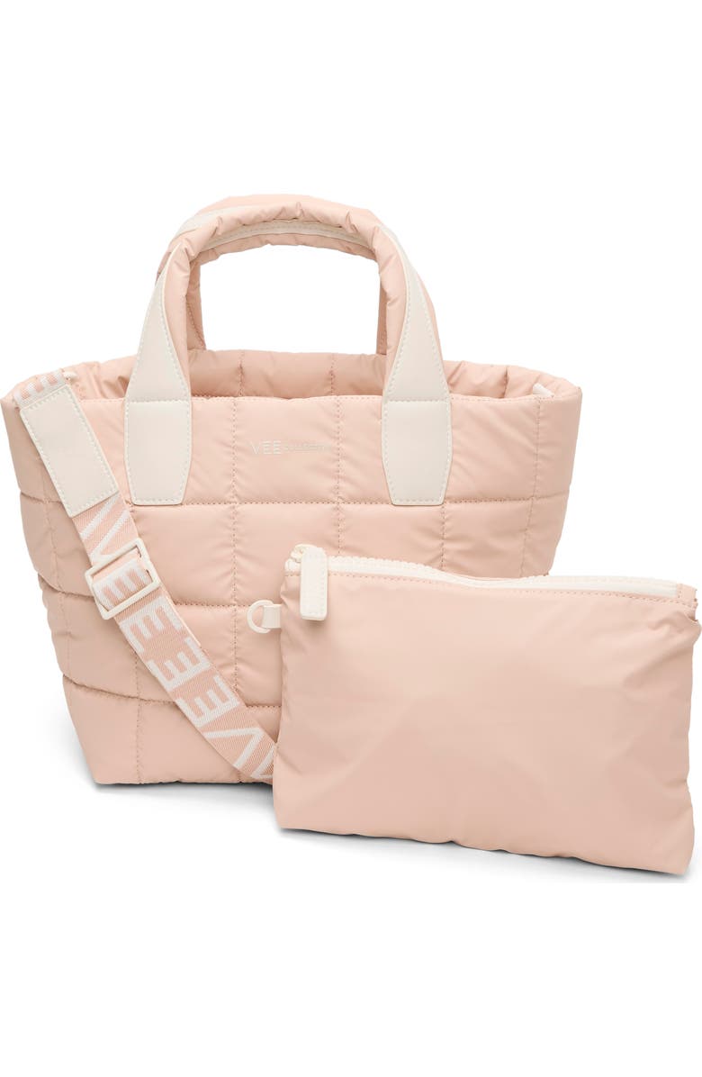 VeeCollective Small Porter Quilted Recycled Nylon Tote, Alternate, color, Cameo Rose Pnk