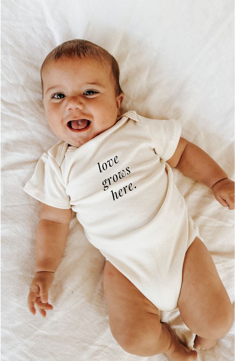 Tenth & Pine Love Grows Here Organic Cotton Baby Bodysuit, Alternate, color, Natural