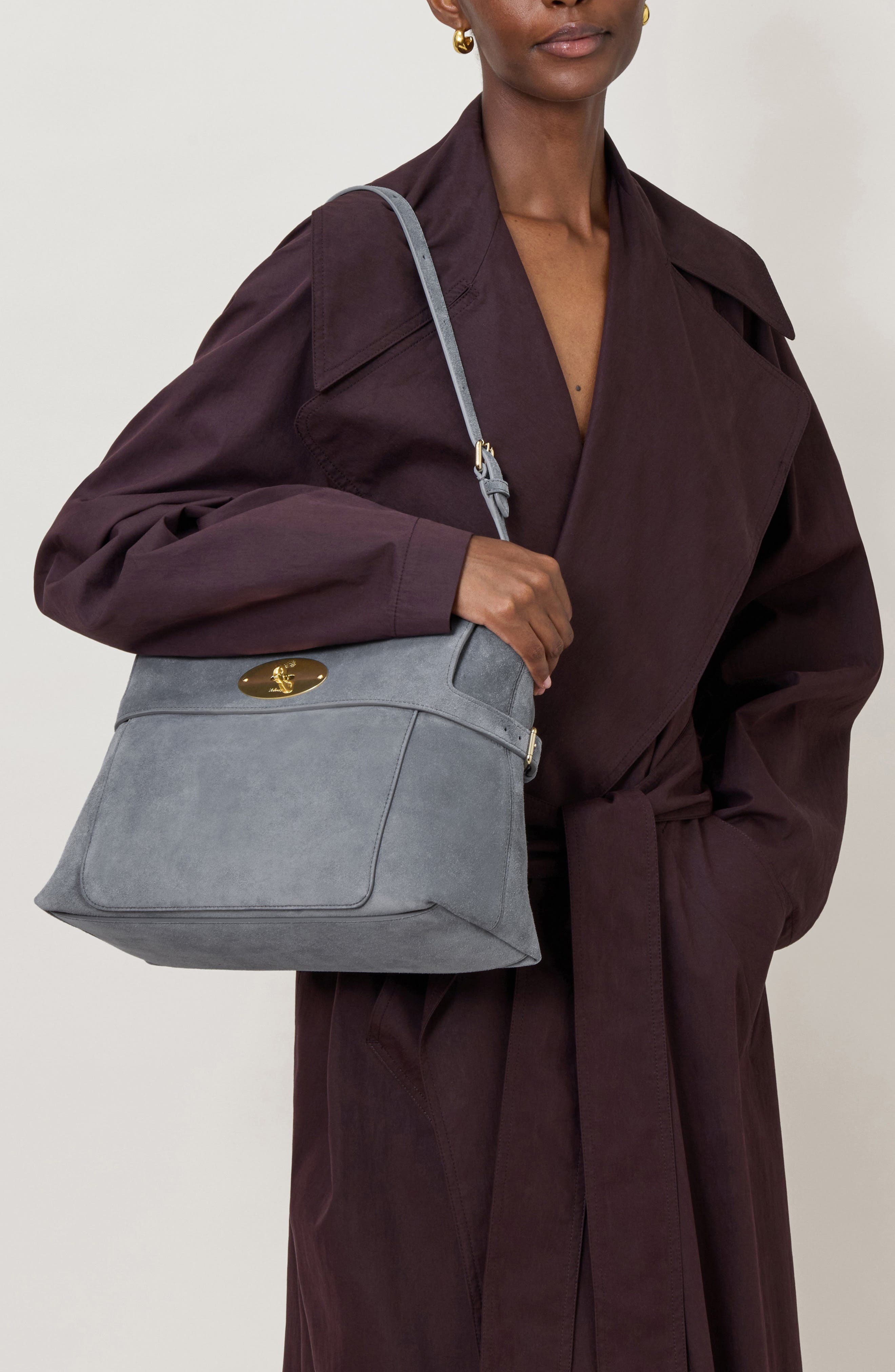 Stevie Suede Top Handle Bag, Alternate, color, FOGGY GREY