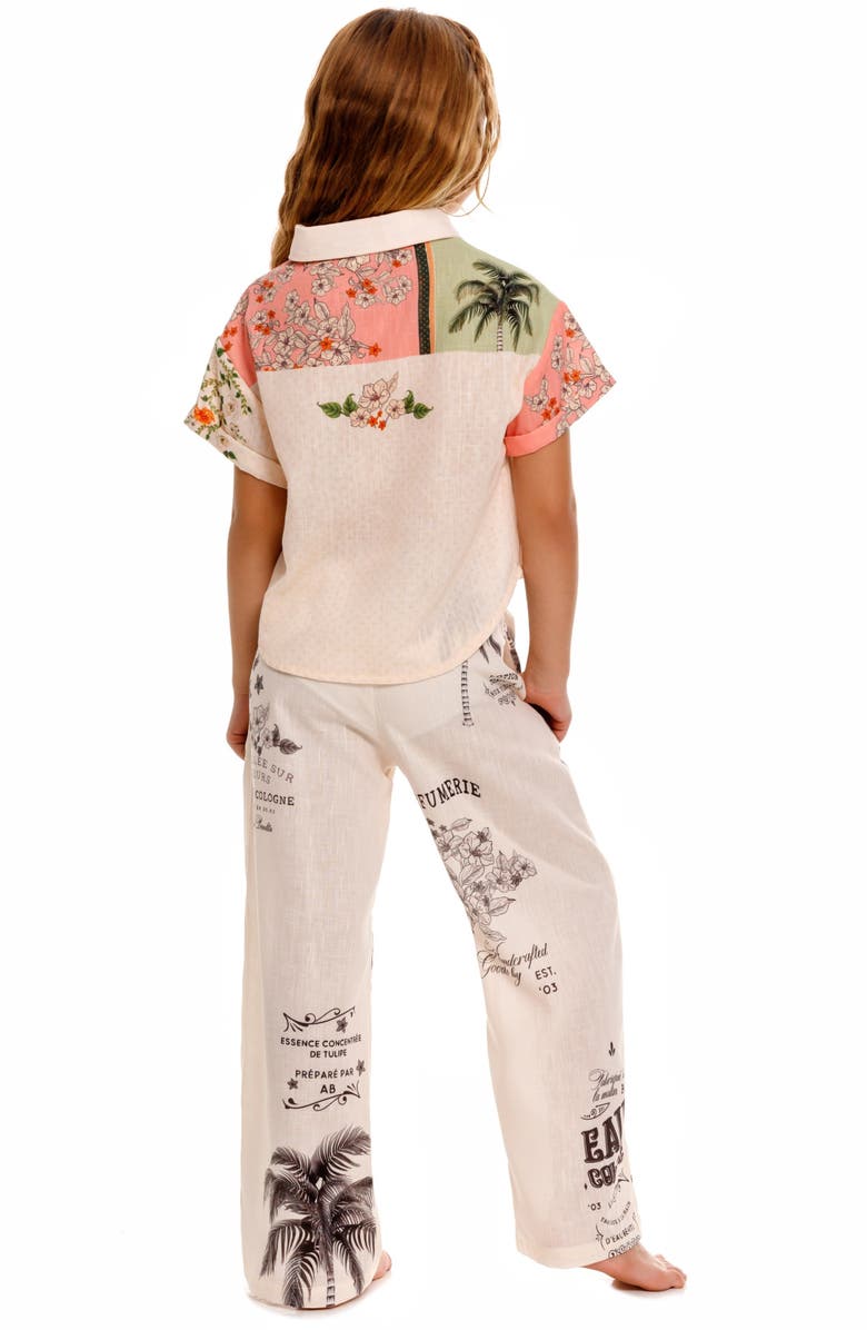 Agua Bendita Kids' Clarabelle Short Sleeve Button-Up Shirt, Alternate, color, White