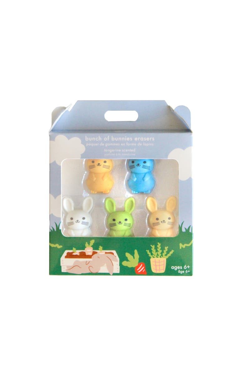Daydream Society Bunnies Eraser Set, Main, color, White Bunny Garden Box