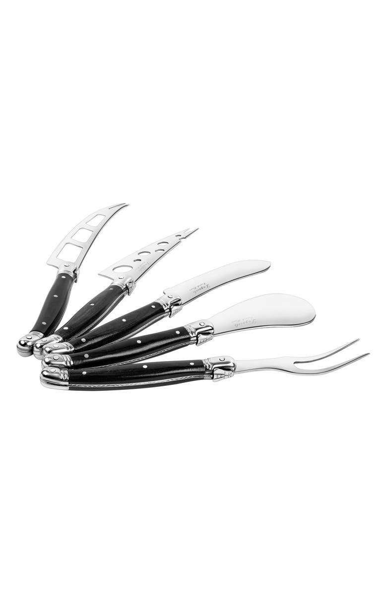 FRENCH HOME Artisan 5-Piece Assorted Laguiole Cheese Knives, Alternate, color, Black