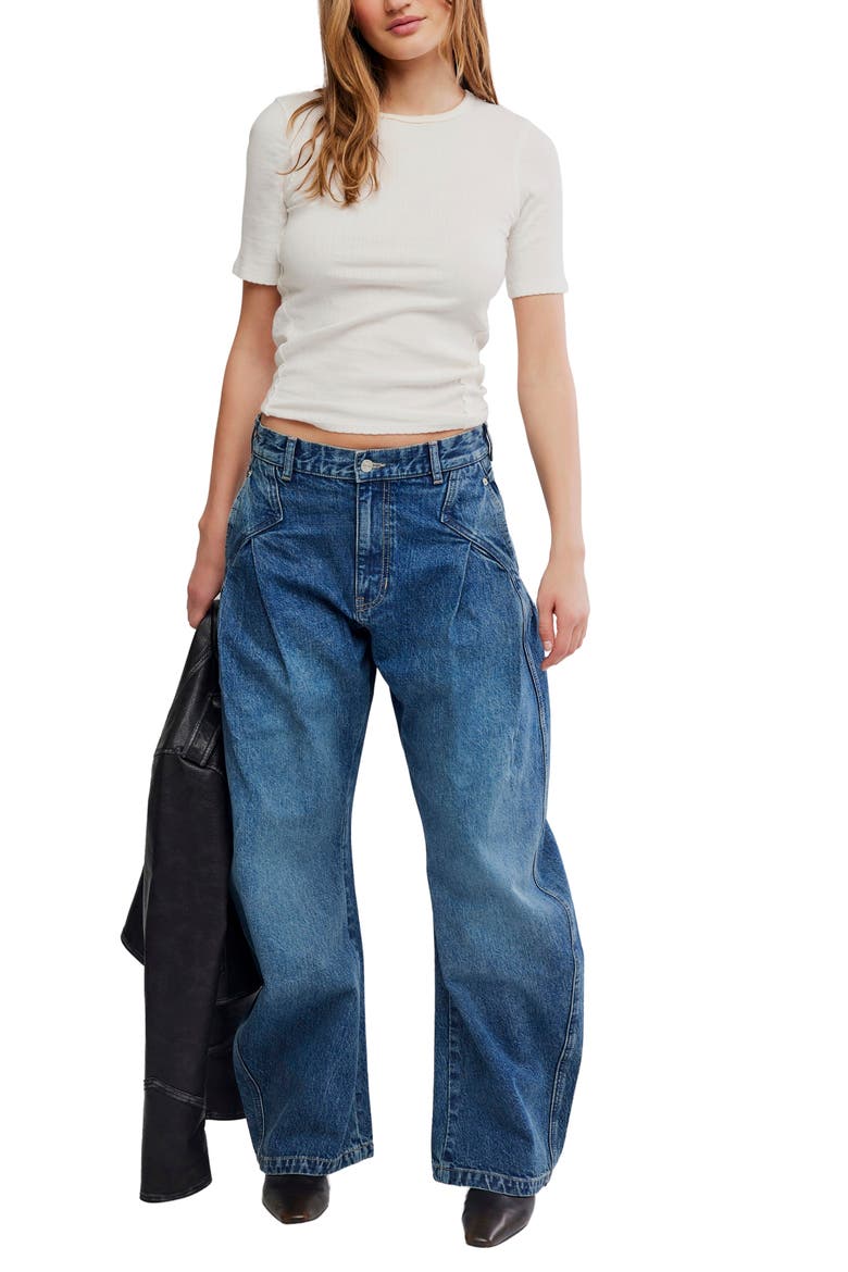 Golden Hour Low Rise Wide Leg Jeans, Alternate, color, DEACON BLUE