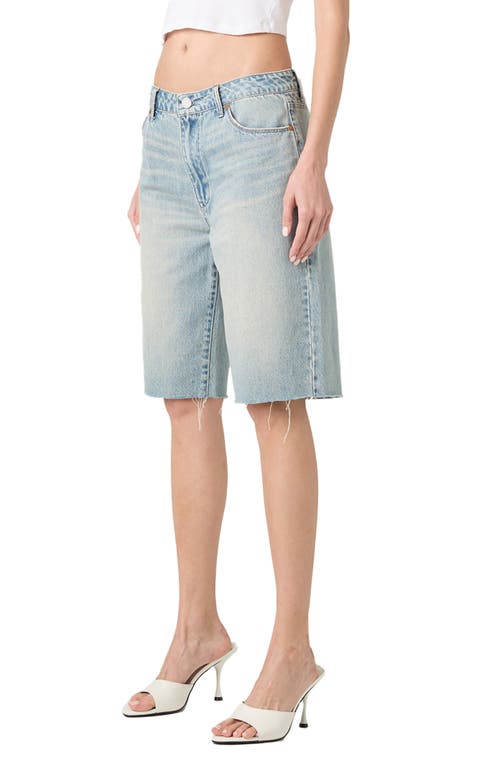 Blanknyc The Leonard Loose Raw Hem Cutoff Denim Bermuda Shorts In Weekend Trip