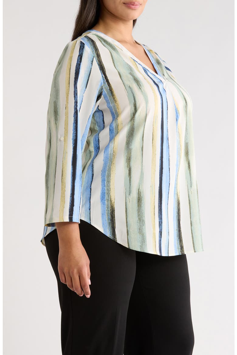 Stripe V-Neck Top, Alternate, color, WHITE DOVE MULTI