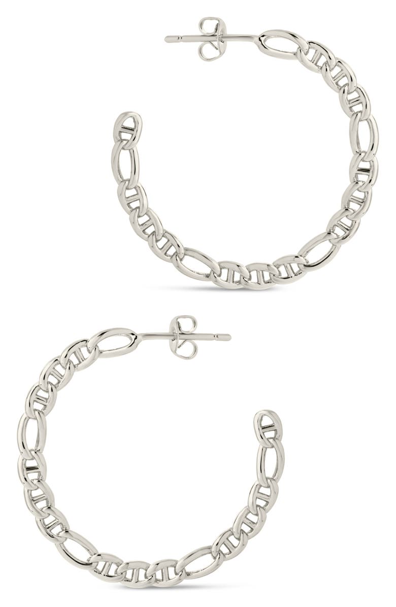 Sterling Forever Rylan Hoop Earrings, Alternate, color, Silver