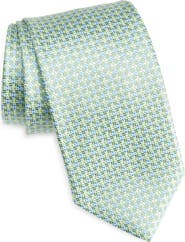 David Donahue Geometric Jacquard Silk Tie