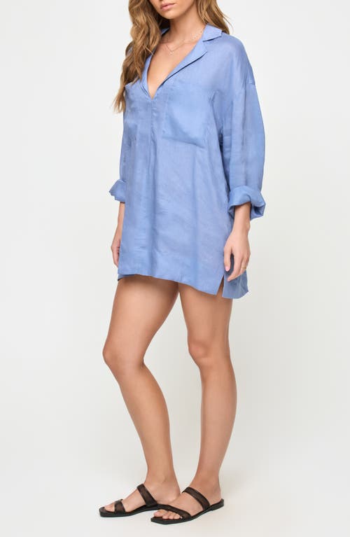 L*space Lspace Oasis Linen Cover-up Tunic In Blue