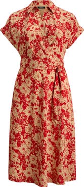 Lauren Ralph Lauren Floral Tie Waist Midi Dress