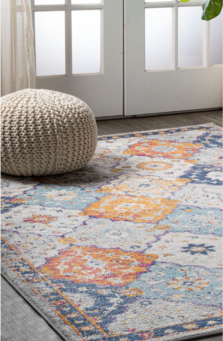 JONATHAN Y Kirman Bohemian Medallion Area Rug, Alternate, color, Light Gray/Blue/Orange