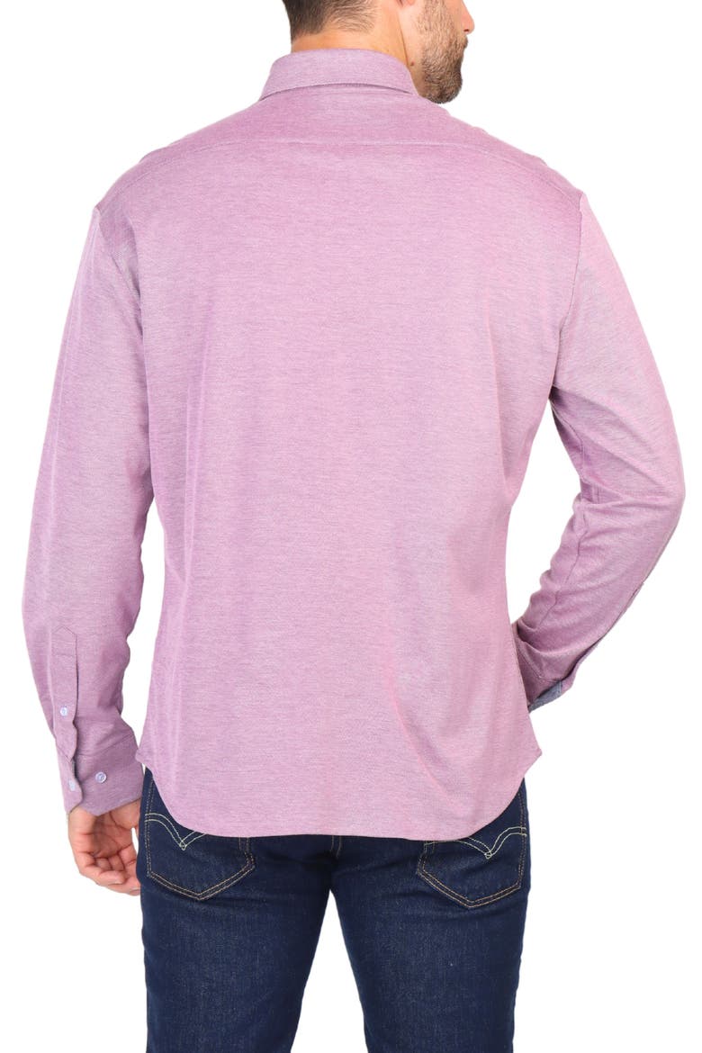 Micro Pique Long Sleeve Button-Up Shirt, Alternate, color, AUBERGINE