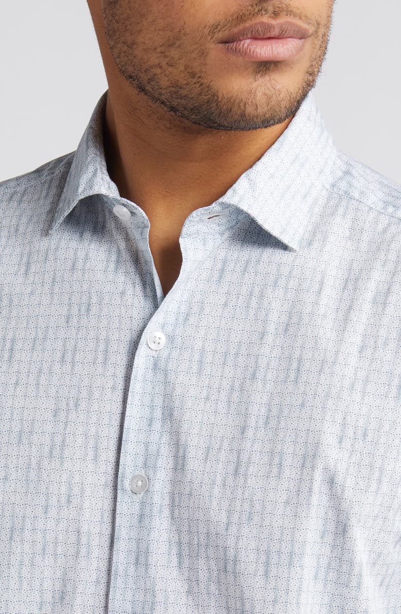 Robert Barakett Slim Fit Dot Print Short Sleeve Cotton Button-Up Shirt, Alternate, color, 