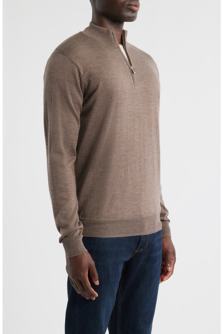 Autumn Crest Merino Wool Blend Quarter Zip Sweater, Alternate, color, POPLAR BROWN