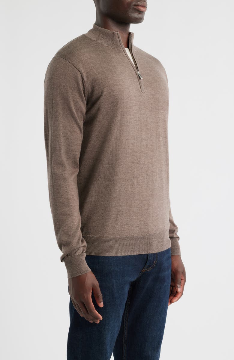 Peter Millar Autumn Crest Merino Wool Blend Quarter Zip Sweater, Alternate, color, Poplar Brown