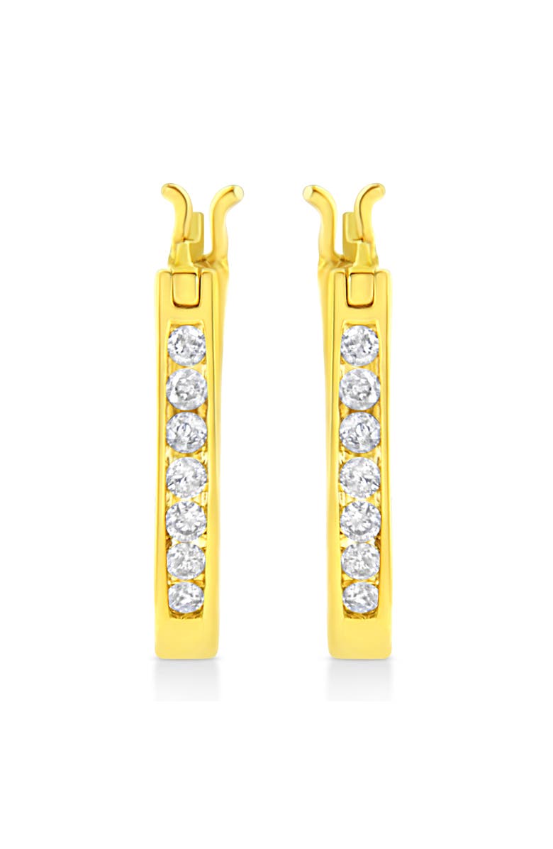 Haus of Brilliance 14K Yellow Gold Plated Silver 1/4 Ct Diamond Leverback 3/4" Inch Hoop Earrings, Alternate, color, Yellow