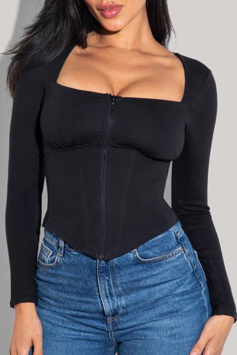 Mega Sculpting Square Neck Long Sleeve Top