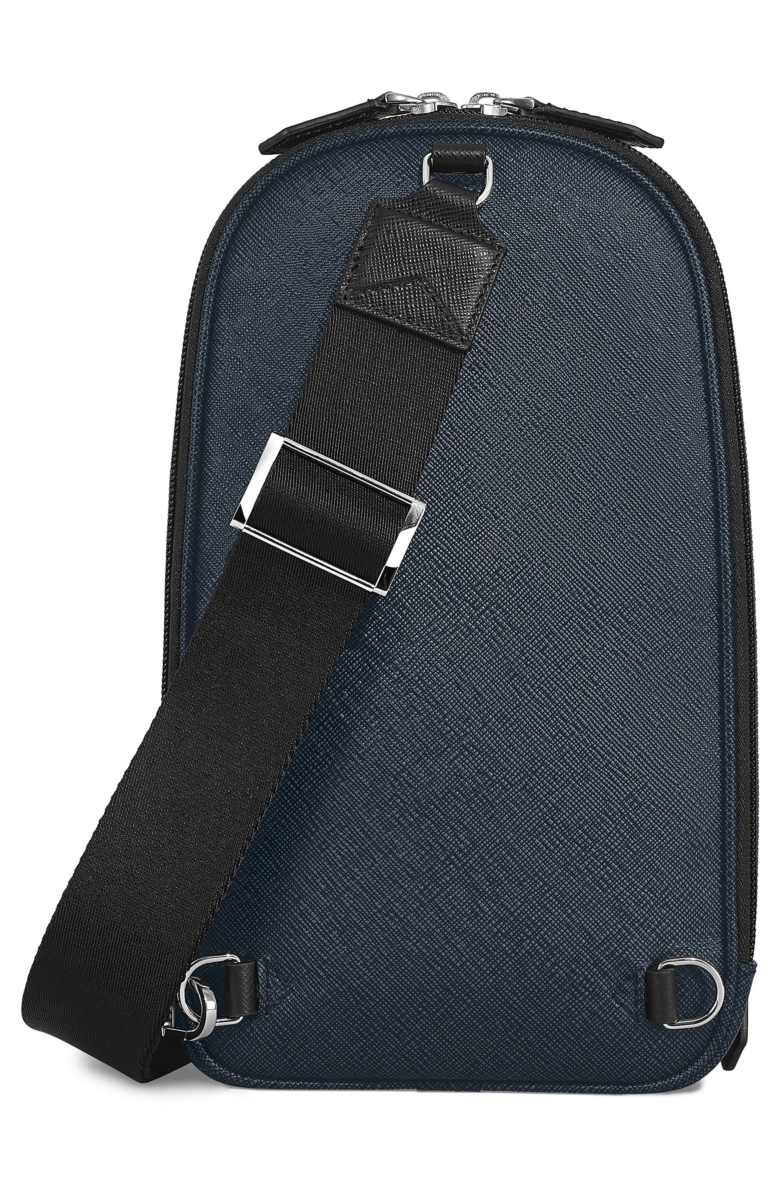 Montblanc Sartorial Convertible Leather Sling Bag, Alternate, color, Tweed Blue