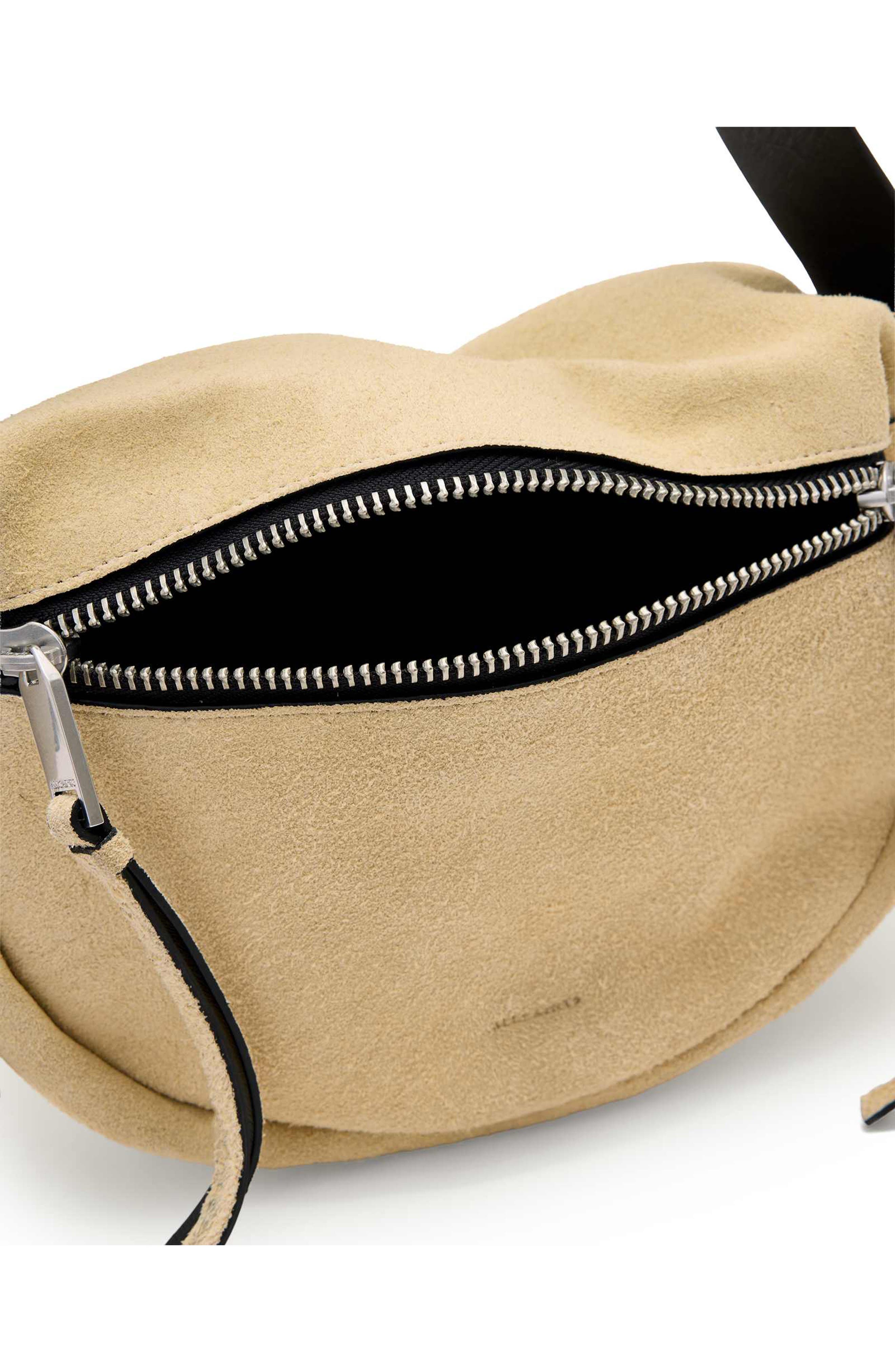 AllSaints Mini Noemie Suede Shoulder Bag, Alternate, color, Sahara White