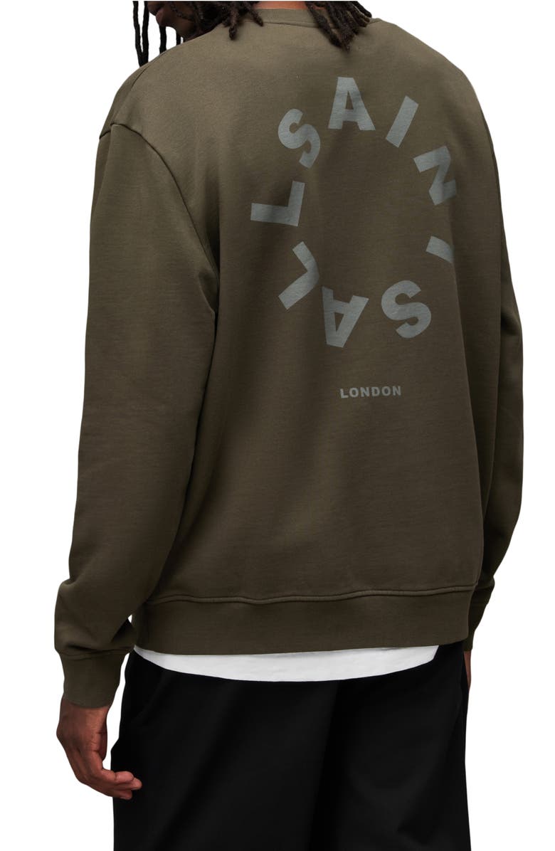 AllSaints Tierra Logotype Graphic Sweatshirt, Alternate, color, Tea Leaf Green