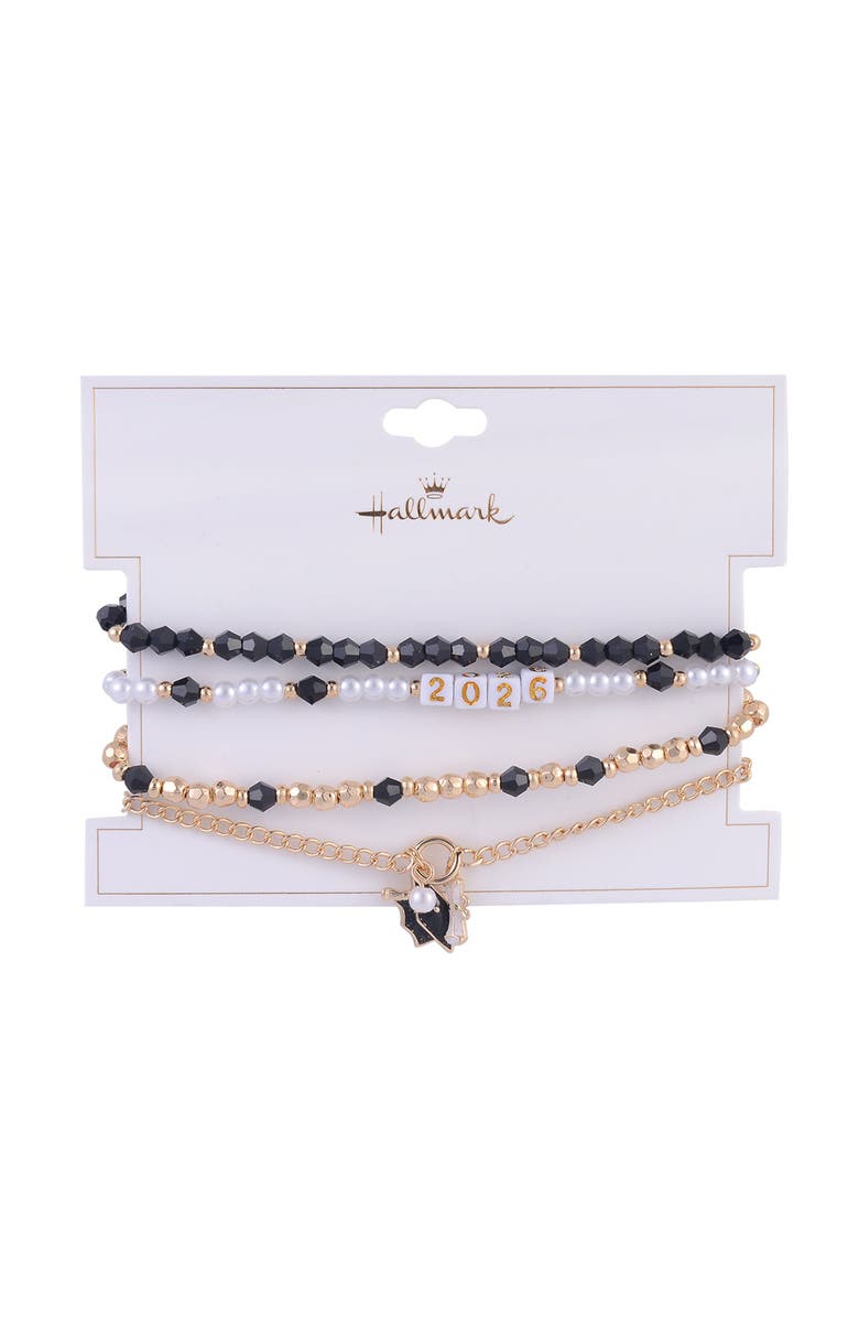 Hallmark 4pc Black & Gold Graduation Bracelet Set, Alternate, color, Black
