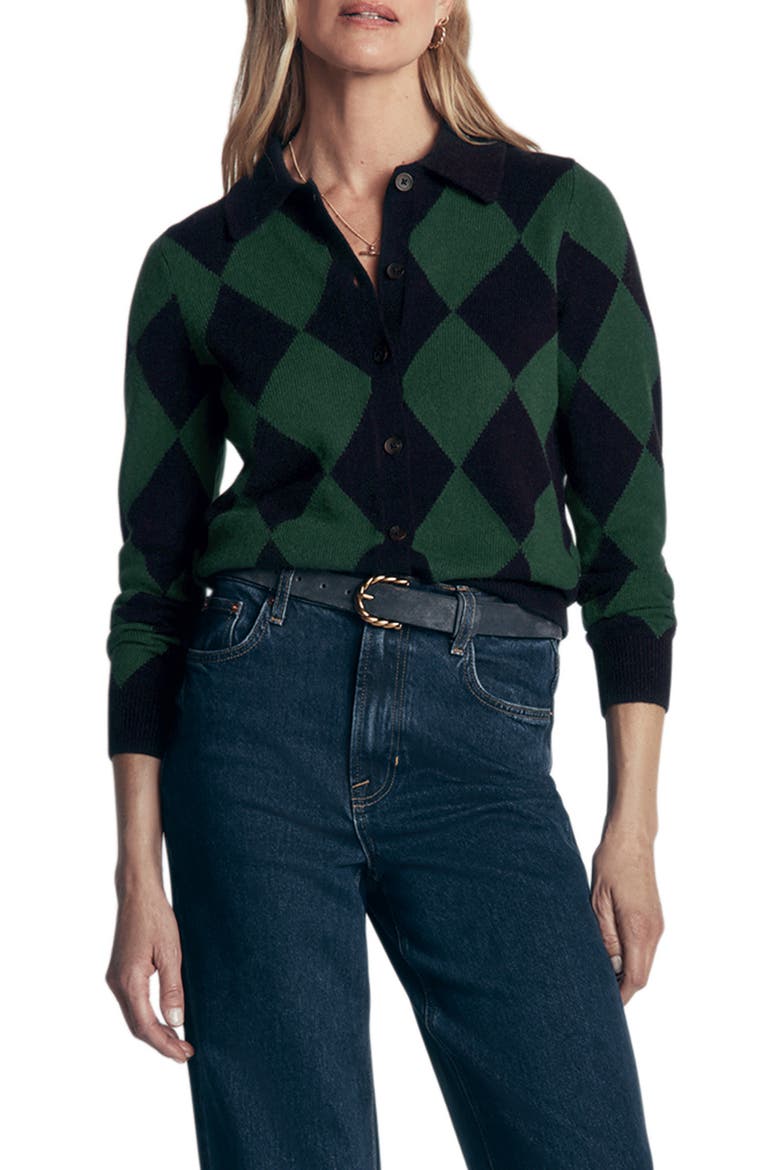 Ariadne Alpaca Blend Cardigan, Main, color, NAVY, ARGYLE