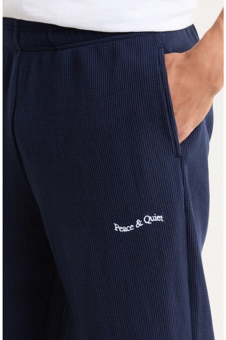 Wordmark Waffle Knit Pants, Alternate, color, NAVY