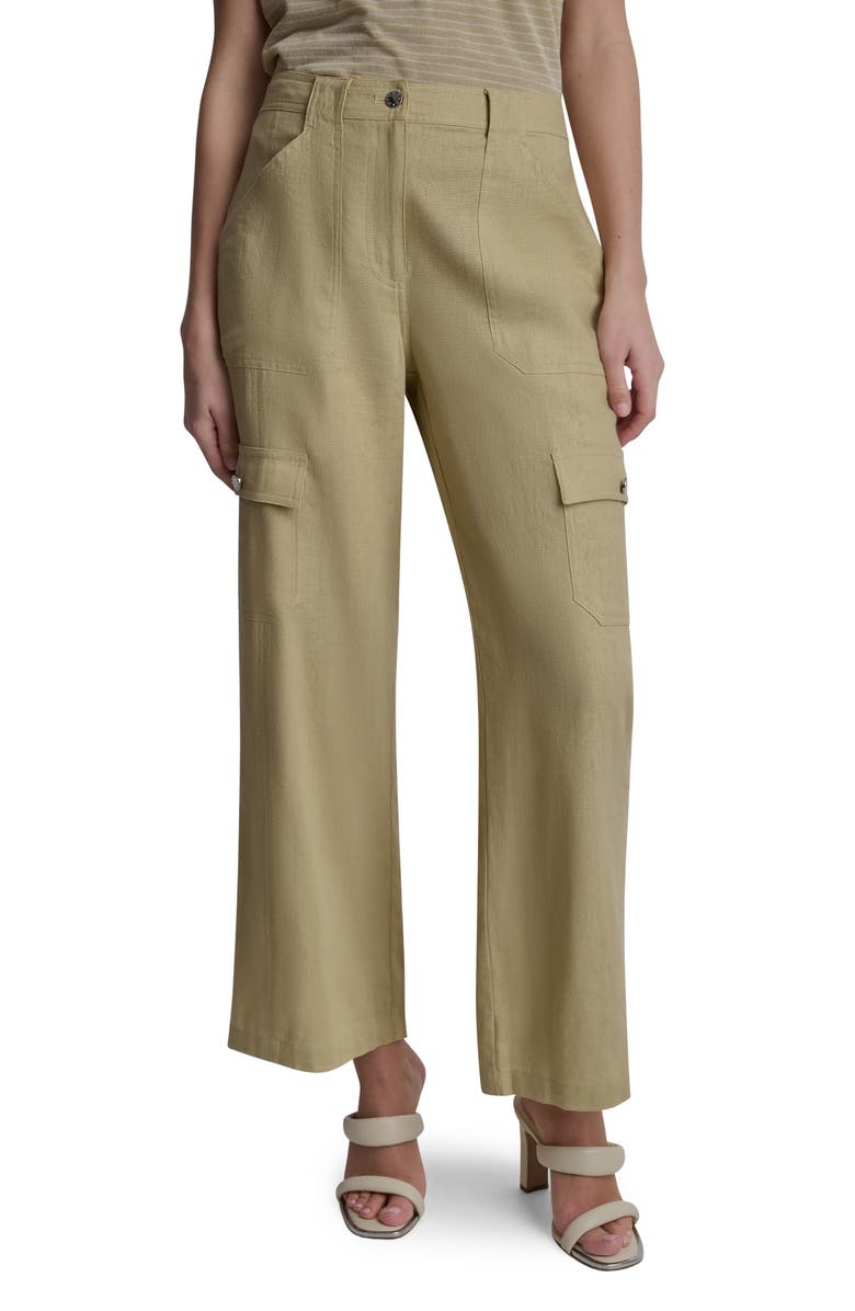 DKNY Linen Blend Cargo Pants, Main, color, Mojave Desert