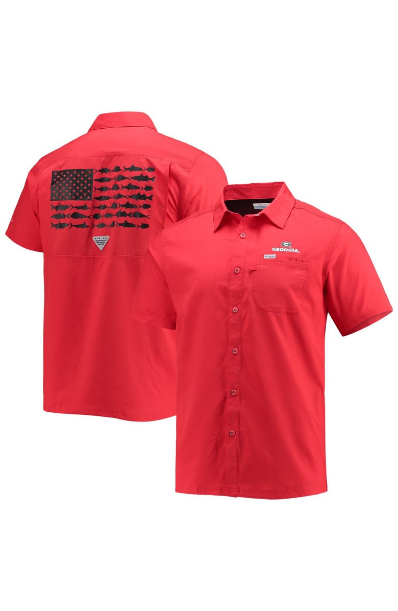 Columbia Men's Columbia PFG Red Georgia Bulldogs Slack Tide Camp Button-Up Shirt, Main, color, 